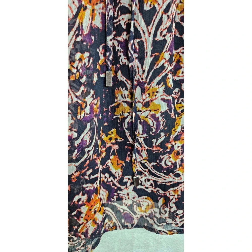 Liz Claiborne Womens XL Floral Chiffon Midi Skirt Elastic Waist Purple Orange‎